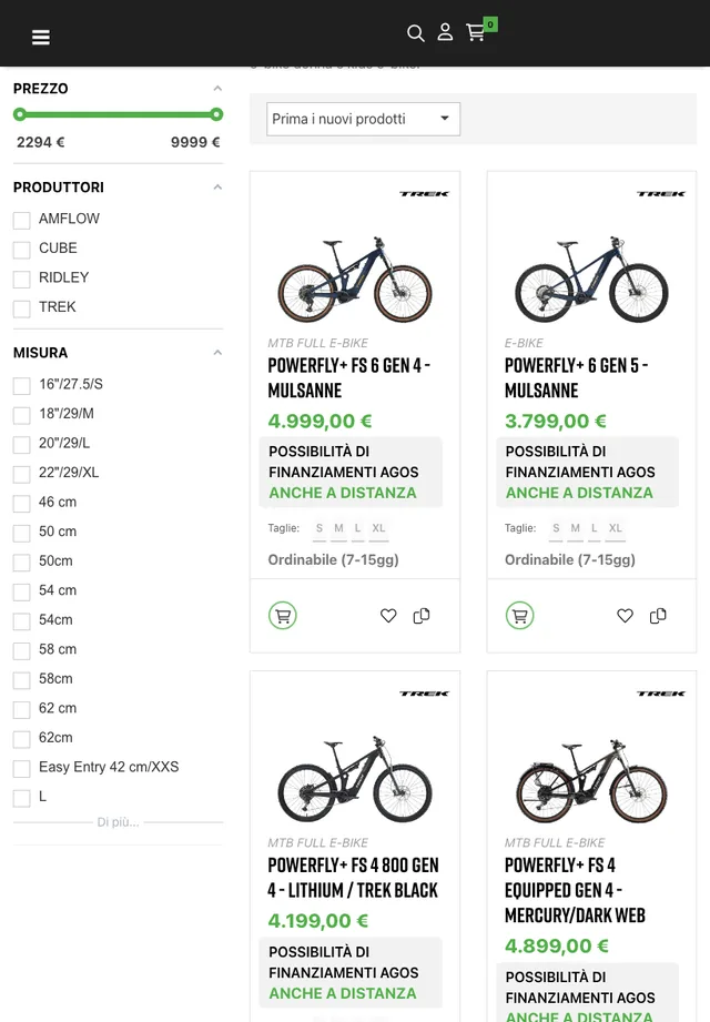 Pagina di categoria di Doctorbike su tablet